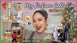 My Updated Perfume Collection 2023 😍 Budget Dupes amp Luxury  Giveaway ThatQuirkyMiss [upl. by Dewitt]