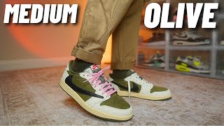 WORTH RESALE Travis Scott Jordan 1 Low Medium Olive Review [upl. by Magan]