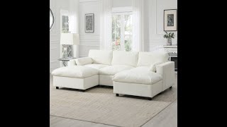 865 Chenille Sectional Sofa with Storage Pockets [upl. by Joelynn]