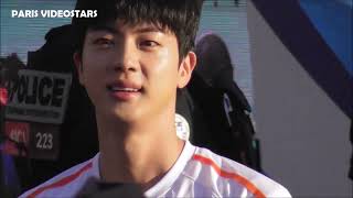 Jin BTS very happy to be TorchBearer of the Olympic Games flame  Paris 14 july 2024 [upl. by Ahsito105]