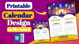 Printable calendar design in Ms word  Ms word calendar design 2024 [upl. by Virnelli]