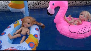 Elsa and Anna toddlers water adventure with Moana boats jet ski and floaties [upl. by Yadnus]