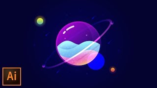 Glass Planet Vector Illustration – Adobe Illustrator Tutorial [upl. by Kettie]