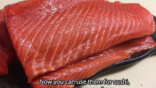 How beautiful  How to fillet salmon by a sushi chef [upl. by Bakki631]