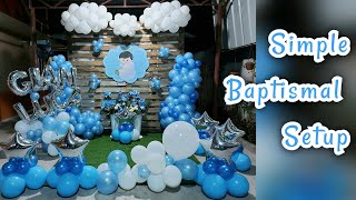 HOW TO MAKE A SIMPLE BAPTISMAL SETUP  BAPTISMAL DECORATION CHRISTENING DECORATION BATTY BALLOONS [upl. by Ahsinot]