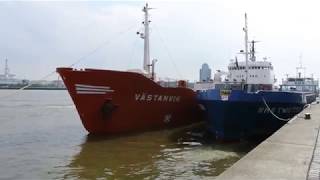 Two small cargo ships moored at Rotterdam Netherlands [upl. by Argile253]