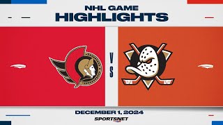 NHL Highlights  Senators vs Ducks  December 1 2024 [upl. by Calie]