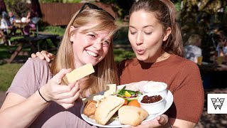 Americans try REAL Cheddar Cheese and British Food Ploughmans [upl. by Andras]