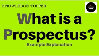 Prospectus  What is a Prospectus  Prospectus Definition And Meaning  Prospectus Company Law [upl. by Jeffers]