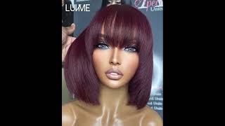 How to style bob wig with bangs wigforblackwomen wigwithbangs humanhairwig bobwig [upl. by Kosey]