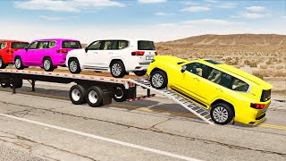 Flatbed Truck Mcqueen  Transportation with Truck  Pothole vs Car 186  BeamNGDrive [upl. by Anastatius]