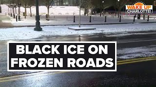 Charlotte NC roads treacherous with black ice after winter storm [upl. by Merrielle]