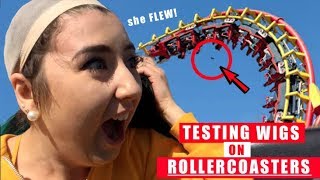 Testing Wigs on Roller Coasters WIG LITERALLY SNATCHED [upl. by Nnep]