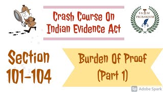 Section 101104 Of Indian Evidence Act  Burden Of Proof Part 1 [upl. by Veradis]