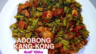 ADOBONG KANGKONG with OYSTER SAUCE PORK AND CHICHARON  ADOBONG KANGKONG  SPINACH RECIPE IDEAS [upl. by Elstan]