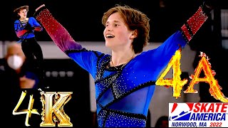 Ilia MALININ🇺🇸🥇Free Skate 2022 Skate America 1st ISU Competition Quadruple AxelInterview NBC4K [upl. by Mariano]