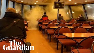 Huge wave shatters ferry window as Storm Ylenia batters Germany [upl. by Gnuy]