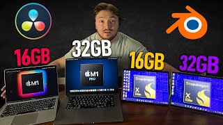 Snapdragon X Elite 16gb vs 32gb vs 16gb macbook air vs 32gb Macbook Pro [upl. by Anaibib]