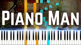 Piano Man Billy Joel  MEDIUM Piano Tutorial SHEET MUSIC [upl. by Onitnevuj]