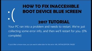 INACCESSIBLE BOOT DEVICE Error Windows 10 FIX Tutorial [upl. by Ativad]