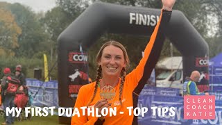 My First Duathlon  Top Tips for a Beginner  Clean Coach Katie [upl. by Eneirda]