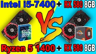 Ryzen 5 1400 vs i5 7400 RX 580 8GB Comparison [upl. by Okimuk]