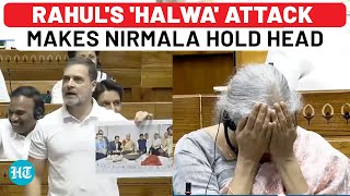 Rahul Gandhis Halwa Attack Nirmalas Viral Reaction Budget NEET Agniveer Jobs  Full Speech [upl. by Geraud]