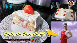 Bolo de Pão de ló de Água  Recheado com creme e morangos 🍓  ArtElana [upl. by Iadam281]