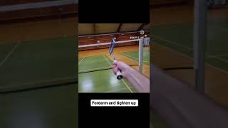 Badminton Forehand lift  Forearm and tighten up [upl. by Adeirf]