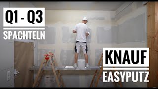 Knauf Uniflott Q1Q3 spachteln  Knauf Easy Putz verputzen in 4K [upl. by Furmark764]