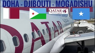 TRIPREPORT  Qatar Airways ECONOMY  Airbus A320  Doha  Djibouti  Mogadishu [upl. by Denae860]