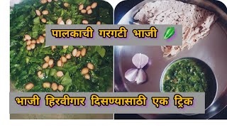 🥬सोपी पद्धतीने आज बनवली पालकाची झणझणीत गरगटी भाजी recipe vlogpalak gargatta recipe [upl. by Sitruk]