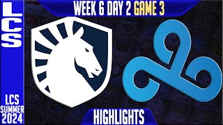 TL vs C9 Highlights Game 3  LCS W6D2 Summer 2024  Team Liquid vs Cloud9 Week 6 Day 2 [upl. by Naanac]