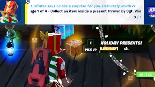 Collect an Item inside a Present Thrown by Sgt Winter Fortnite [upl. by Lancey]