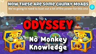 BTD6 Odyssey Hard Mode Tutorial  No Monkey Knowledge Guide  Now These Are Some Chunky Moabs [upl. by Tarrah]