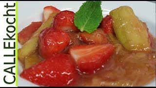 Erfrischender Rhabarberkompott mit Erdbeeren selber kochen  Rezept [upl. by Noiramaj272]