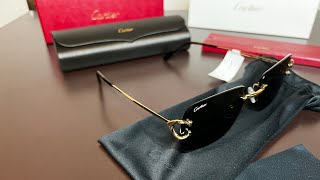 Unboxing cartier sunglasses CT03308005 GOLD GOLD GREEN [upl. by Zsamot293]