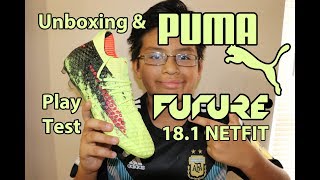 Unboxing PUMA FUTURE 181 NETFIT FGAG Mens Boys Soccer Cleats Plus  Field Test [upl. by Tandie]