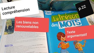 Lecture compréhensionLes biens non renouvelablesLe trésor des mots CM2 page 22 [upl. by Adirehs]