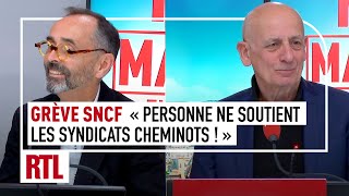 Grève SNCF  quotPersonne ne soutient les syndicats cheminotsquot Débat Apathie face à Ménard [upl. by Atteuqahs]