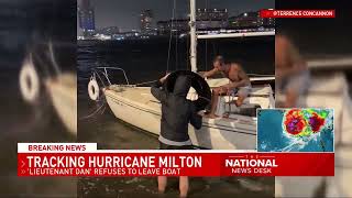 Tampas TikTok viral Lieutenant Dan refuses to leave boat find shelter from Hurricane Milton [upl. by Ahtabat744]