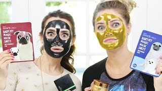 TRYING DIFFERENT FACE MASKS w iJustine [upl. by Emirak]