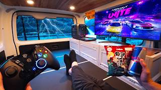 Gaming in HEAVY RAIN in Stealth Car with an UltraLarge Screen [upl. by Lorimer]