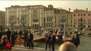 Raw Video Pope Takes Gondola Ride in Venice [upl. by Avrom]