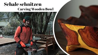 Holzschale aus Kirschholz schnitzen  Carving Wooden Bowl [upl. by Groscr688]