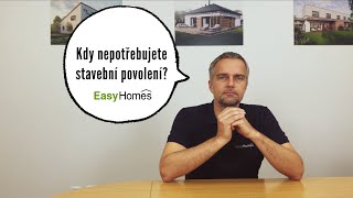 Videorádce  Stavební povolení  Kdy není potřeba stavební povolení  EasyHomes [upl. by Sakiv213]