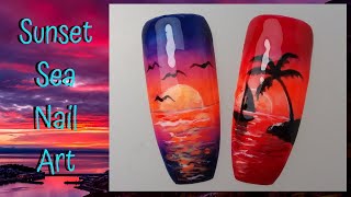 Summer Nails 2020  Sunset amp Sea Nail Art  How to Create a Sunset Nail Art  Gel Nail Polish Only [upl. by Jareen]