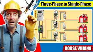 ThreePhase to SinglePhase Electricity Distribution Complete Connection Diagram Guide [upl. by Errick]