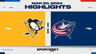 NHL Highlights  Penguins vs Blue Jackets  March 30 2024 [upl. by Nylssej]