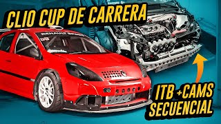 RENAULT CLIO MODIFICADO AL MÁXIMO  Clio CUP de CARRERAS con TRANSMISIÓN SECUENCIAL Y CON ITBs [upl. by Aryam]